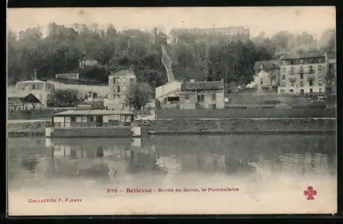 AK Le Funiculaire de Bellevue, Bords de Seine