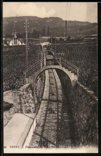 AK Funiculaire au Mont-Pelerin, Le Funiculaire et des ponts