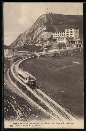 AK Chemin de fer de Rochers de Naye, Chemin de fer et Grand Hotel