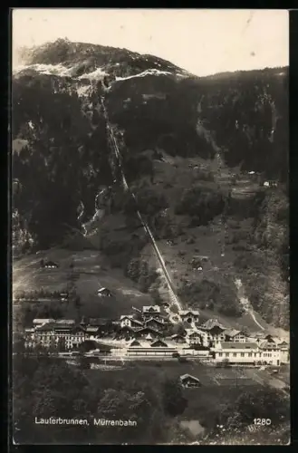 AK Lauterbrunnen, Ortsansicht mit Mürrenbahn