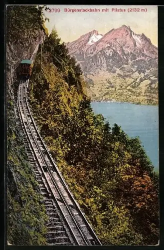 AK Bürgenstockbahn mit Pilatus