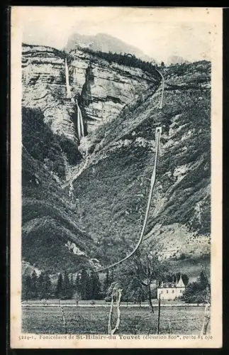 AK Funiculaire de St-Hilaire-du Touvet, Blick auf die Strecke der Bergbahn