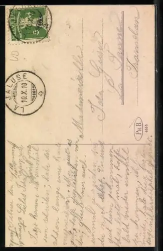 Künstler-AK Chemin de Fer Montreux-Oberland, Bergpanorama mit der Strecke der Bergbahn