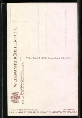 Künstler-AK Merkurbahn /Baden-Baden, Blick auf die Strecke bei Station Aussichtsplatte