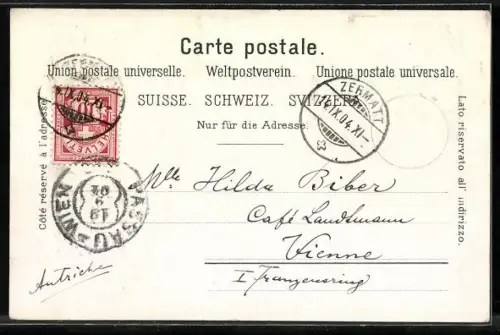 AK Riffelberg /Zermatt, Bergbahn mit Station und Hotel mit Matterhorn