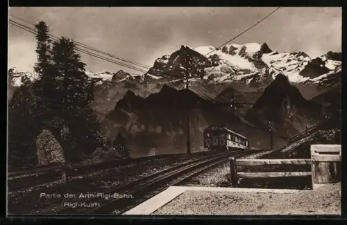 AK Arth-Rigi-Bahn, Bergbahn unterwegs, mit Plattform