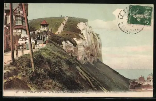 AK Le Treport, La Falaise et le Funicolaire, Bergbahn