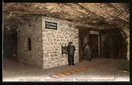 AK Eismeer, Station Eismeer der Jungfraubahn, Postablage und Vorstandsgebäude