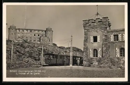 AK Gornergrat, L`Hotel et la gare, Bergbahn