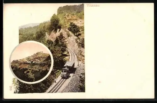 AK Vitznau, Bergbahn unterwegs, Bergbahn-Station