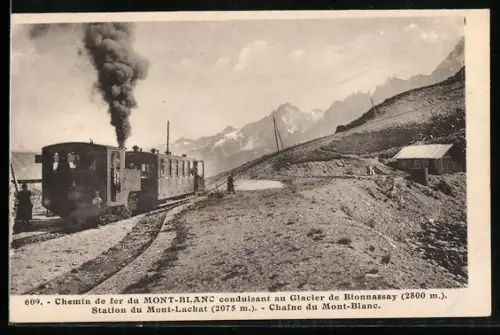 AK Mont-Lachat, Chemin de fer du Mont-Blanc conduissant au Glacier de Bionnassay, Station, Chaine Mont-Blanc, Bergbahn