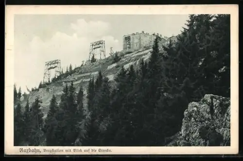 AK Raxbahn, Bergstation mit Blick auf die Strecke