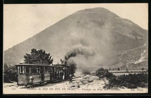 AK Puy de Dome, Chemin du Fer, Passage au Bois des Charmes, Bergbahn