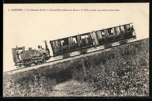 AK Langres, Le chemin de fer à crémaillère reliant la Gare à la Ville, Bergbahn