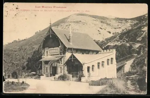AK Lourdes /Hautes-Pyrénnées, Gare de Départ du Funiculaire du Pic du Jer