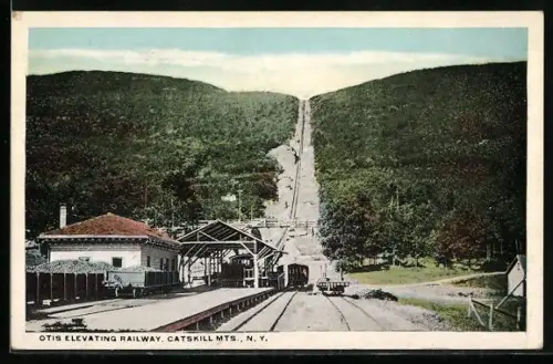 AK Catskill Mts., N. Y., Otis Elevating Railway, Bergbahn