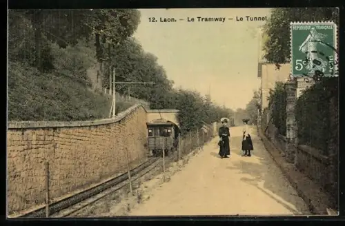 AK Laon, Le Tramway, Le Tunnel, Bergbahn