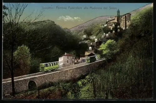 AK Locarno, Ferrovia Funicolare alla Madonna del Sasso, Bergbahn