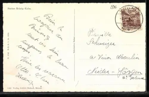 AK Brünig, Bergbahn und Station Brünig-Kulm mit Bahn-Restaurant