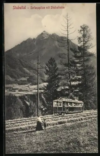 AK Stubaital, Serlesspitze mit Stubaibahn