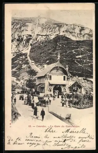 AK Lourdes, La Gare du Funiculaire, Bergbahn