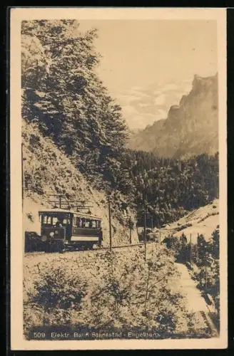 AK Elektr. Bahn Stansstad-Engelberg unterwegs auf der Strecke