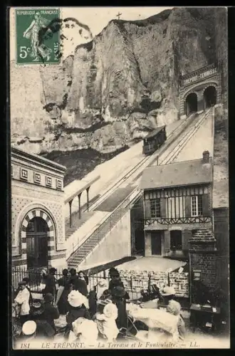 AK Le Tréport, La Terrasse et le Funiculaire, Bergbahn