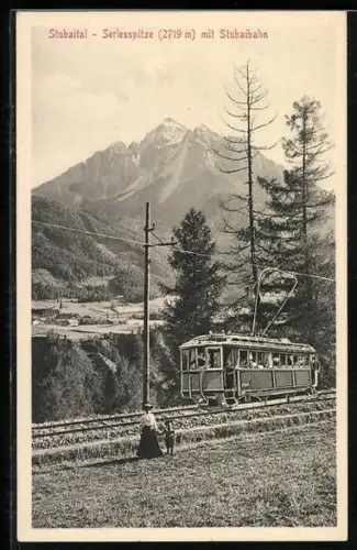 AK Stubaital, Serlesspitze mit Stubaibahn