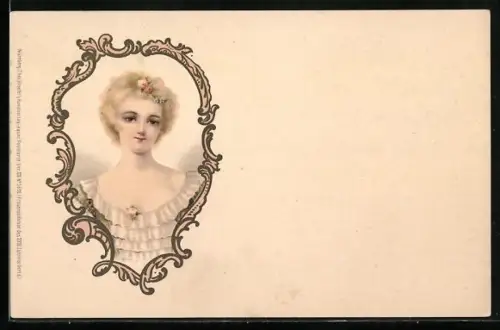 Künstler-AK Meissner & Buch (M&B) Nr. 5690: Mädchenportrait im Schmuckrahmen