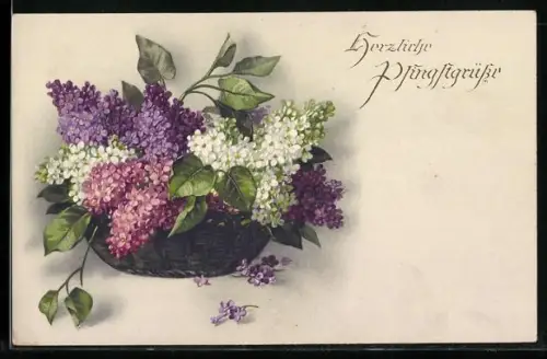 Künstler-AK Meissner & Buch (M&B), Blumenkorb