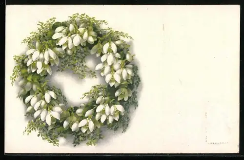 Künstler-AK Meissner & Buch (M&B) Nr. 2371: Grüner Kranz mit Schneeglöckchen