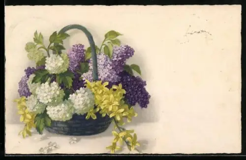 Künstler-AK Meissner & Buch (M&B) Nr. 2446: Körbchen mit Flieder