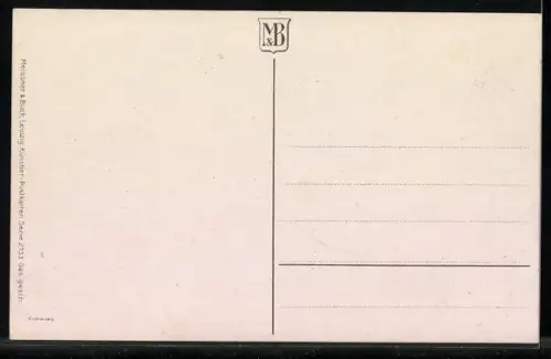 Künstler-AK Meissner & Buch (M&B) Partie am Wasser mit Blick zum Kirchenturm