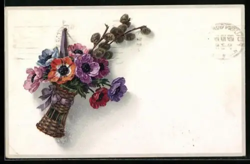Künstler-AK Meissner & Buch (M&B) Nr. 2332: Bunter Strauss in einer hängenden Vase