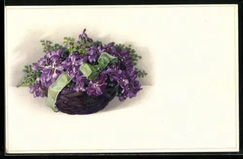 Künstler-Lithographie Meissner & Buch (M&B) Nr. 2185: Blumenkorb