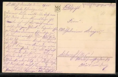 Künstler-AK Meissner & Buch (M&B) Nr. 2054: Geranien vor einem Fenster, Namenstagsgruss, dt. Nationalfaben