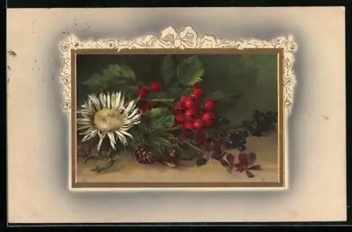 Künstler-AK Meissner & Buch (M&B) Nr. 1633: Stilleben mit getrockneter Blüte