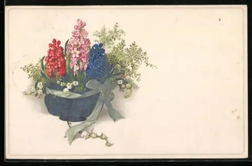 Künstler-AK Meissner & Buch (M&B) Nr. 2186: Bunte Blumen in einer Schale