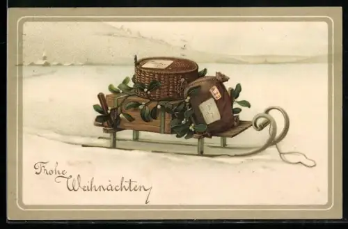 Künstler-AK Meissner & Buch (M&B) Nr. 2015: Weihnachtsgaben im Schnee, Weihnachtsgruss