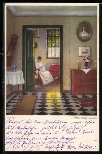 Künstler-AK Meissner & Buch (M&B) Nr. 02415: Im Sonnenschein, häusliches Idyll