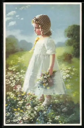 Künstler-AK Meissner & Buch (M&B) Nr.: 02422, Margaretchen auf der Blumenwiese