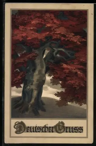 Künstler-AK Meissner & Buch (M&B) Nr. 2244: Baum mit herbstlich rot gefärbten Blättern