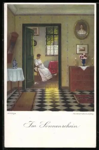 Künstler-AK Meissner & Buch (M&B) Nr. 02415: Im Sonnenschein, häusliches Idyll