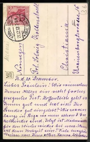 Künstler-AK Meissner & Buch (M&B) Nr. 1850: Vase mit Margeriten und Rosen, Weihnachtsgruss