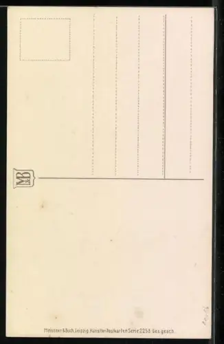 Künstler-AK Meissner & Buch (M&B) Nr. 2258: Strauss aus Flieder, Geburtstagsgruss