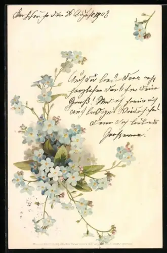 Künstler-AK Meissner & Buch (M&B) Nr. 1028: Vergissmeinnicht mit Blättern