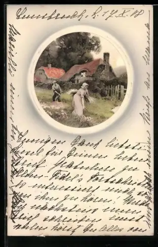 Künstler-AK Meissner & Buch (M&B) Nr. 1527: Bauernpaar bei der Arbeit