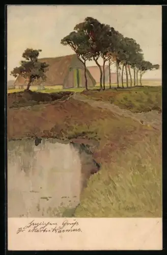 Künstler-AK Meissner & Buch (M&B) Nr. 1262: Glück in der Stille, Bauernhäuser