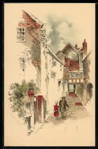 Künstler-AK Meissner & Buch (M&B) Nr. 1864: Mann und Mädchen auf der Strasse