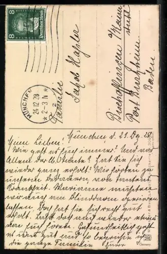 Künstler-AK Meissner & Buch (M&B) Nr. 3098: Tannenzweig mit Tannenzapfen, Weihnachtsgruss